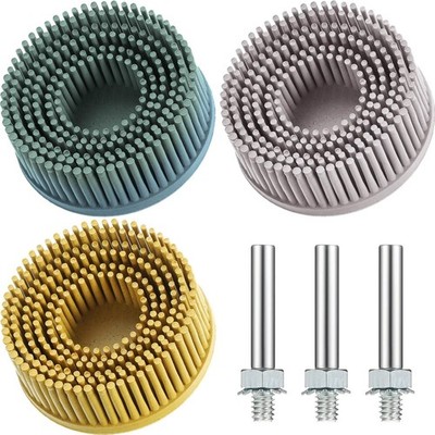 3 Piece Bristle Disc Set 2 Inch Coarse Abrasive Remover with 1/4 Inch Shank for