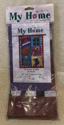 2003 Rocky MY HOME CHRISTMAS MEDLEY Garden Flag Sealed 27x37 - NEW
