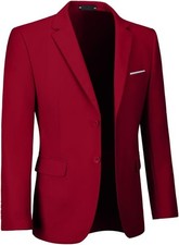 Mens Slim Fit Two Button Casual Blazer Jacket with Pockets Wedding Prom Party