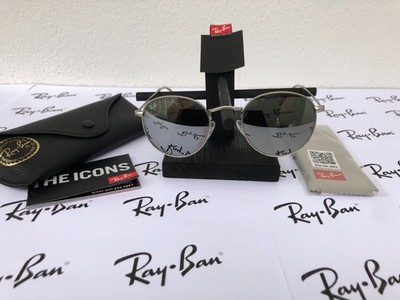 Ray Ban Round Metal RB 3447 Spiegel Rahmen Silber Neu
