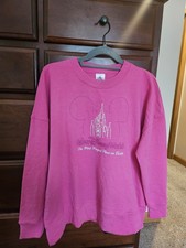 Disney Parks Pullover Sweatshirt Walt Disney World Castle Hot Pink L Large NWT