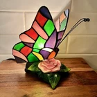VTG Tiffany Style Butterfly Lamp-Stained Glass Table or Desk Light Bulb Included