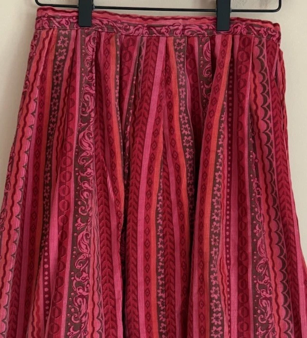 Falda Completa Plisada Vintage Midi Rayas Pana Sears Mujer Talla XS 0 2 50s 60s Foto 3 de 4