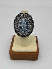 Handmade Portugal Azulejo Tile Ring Santa Joana Convent Aveiro Adjustable