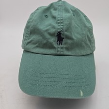 Polo Ralph Lauren Cap Hat Buckle Back Men Green Leather Strap Twill Small Pony
