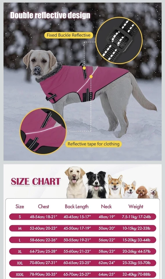 Warm Dog Vest With Fur Collar Pink Xxl - Image 2 of 3