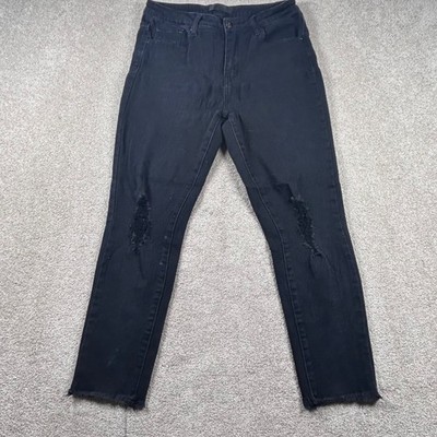 Monkey Ride Jeans Womens 13/31 Black Distressed High Rise Skinny MPW501 DT