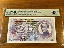1972 Switzerland National Bank 20 Franken Pick#46t PMG 65 EPQ UNC