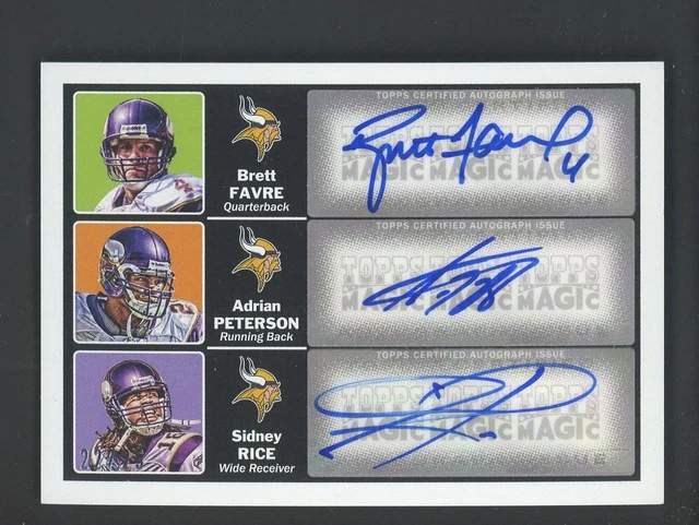 2010 Topps Magic Brett Favre Adrian Peterson Sidney Rice Triple AUTO 22/25
