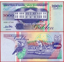 SURINAME 2.000 2000 GULDEN 1 6 1995 P 142 UNC free shipping from 100$