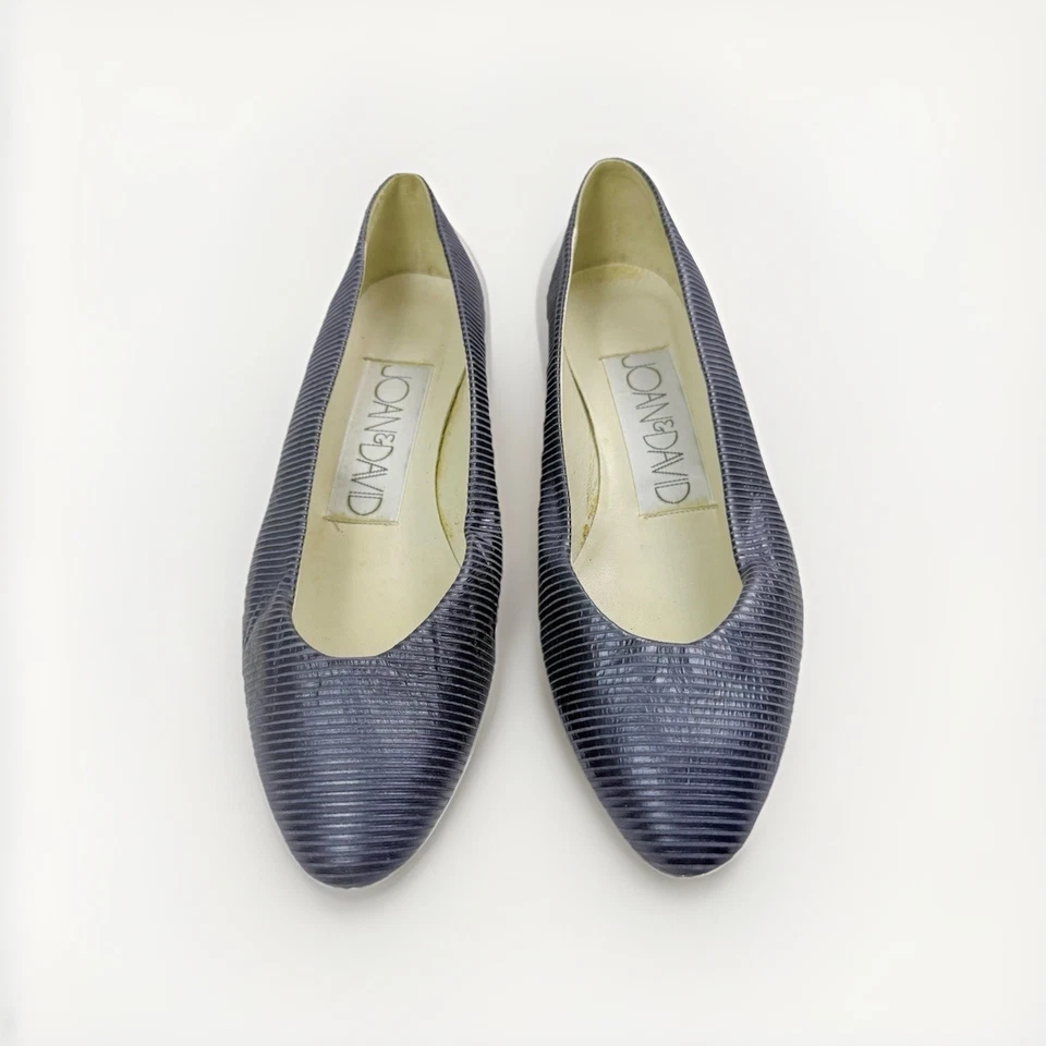 Zapato Joan & David Mujer Cuero Azul Tacón Gatito Hecho a Mano en Italia Talla 7 Foto 2 de 4