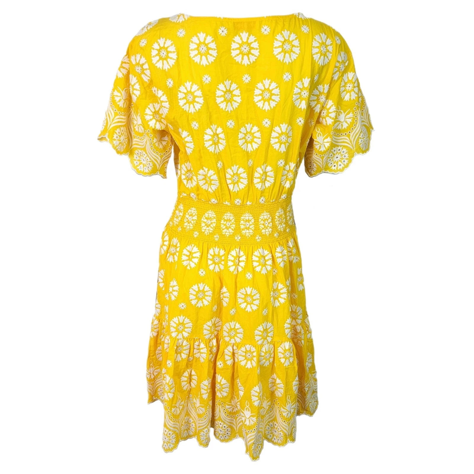 Abito estivo ricamato floreale Tory Burch giallo bianco taglia 4