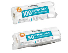 Pedal Bin Liners White 12 And 30 Litre Everyday Rubbish Kingfisher Refuse Bags