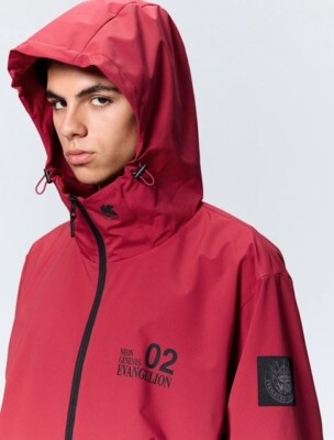 EVANGELION x GU Windproof Shell Hoodie Parka Red XXXL with