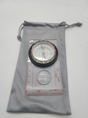 Pocket Compass Portable Survival Multifunction Ruler Outdoor Magnifier with Case
