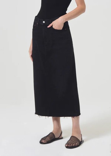 Gonna Midi Agolde Della Denim Nera 28 Nuova con etichette $238 - Foto 5 di 5