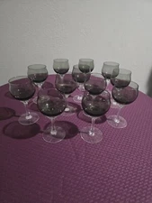 Sasaki Coronation Crystal Smoke Twisted Stem Cordial Glasses Set Of 12