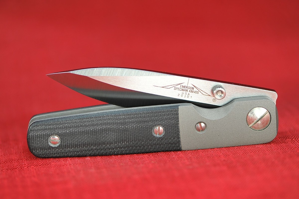 2001 Custom Ernest Emerson MV-2 Viper Chisel Ground, Black Micarta