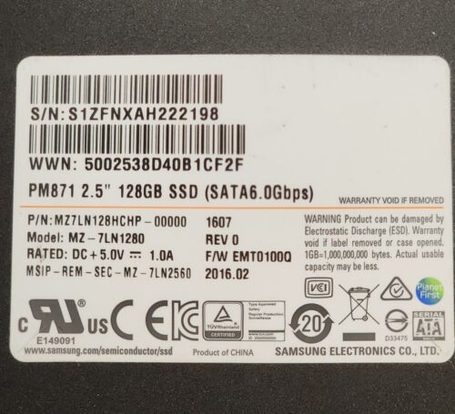 Samsung MZ-7LN1280 128GB 2,5" SATA III SSD Speicher Solid State Drive EUC - Bild 2 von 4