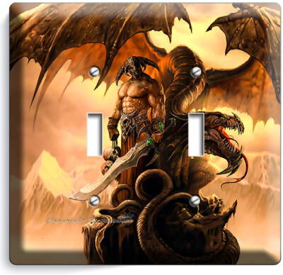 Dragon Viking Warrior Sculls 2 Gang Light Switch Wall Plate Boys Room Home Decor Ebay