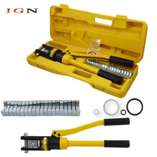 16Ton  & 11 Dies Hydraulic Wire Crimper Crimping Tool Battery Cable Lug Terminal