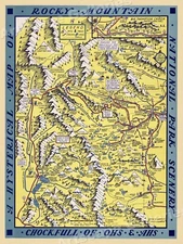 Rocky Mountain Comic Map 1948 Vintage Style Park Map - 18x24