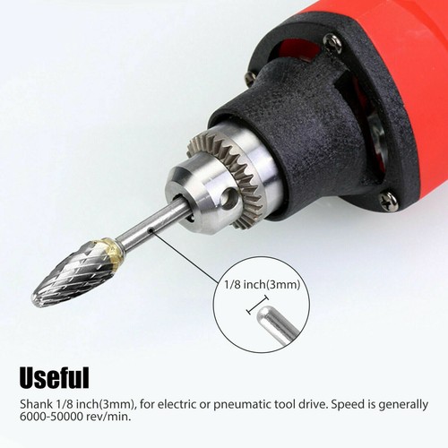 20Pcs Tungsten Carbide Steel Rotary Burr Die Grinder Bit 1/8in Shank Carving Set - Picture 4 of 10