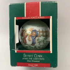 Vintage Hallmark Betsey Clark Home for Christmas 1989 Glass Ornament Snowman