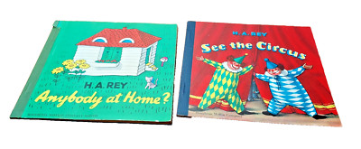 2 H.A. Rey Childrens Lift The Flap Books Vintage Kids Book Paperback