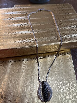 Gorgeous pendant Set In Silver In Pave Cubic zirconia Rhodium Box Link Chain