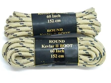 Tan w/ Black Round Heavy Duty Thick Boot shoelaces Shoestrings made with Kevlar 