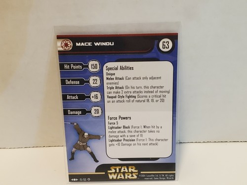 Star Wars WotC Miniatures Mace Windu Very Rare #19/60 With Card 2004 - Picture 8 of 9