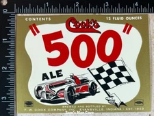 Cook's 500 Ale Beer Label - INDIANA