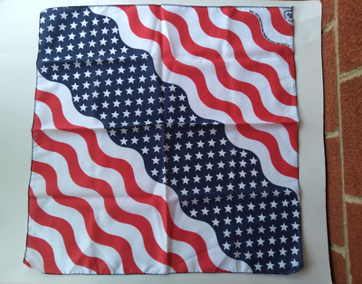 Vtg Bandana Handkerchief Flowing American Flag Stars Stripes Made
