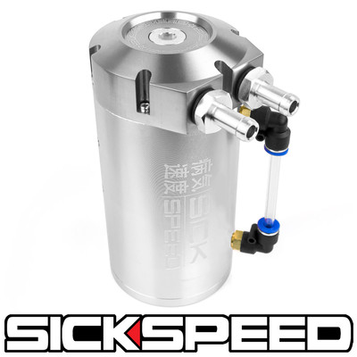 SICKSPEED POLISHED OIL CATCH CAN NON VENTED WITH BAFFLED ENGINE RESERVOIR P1