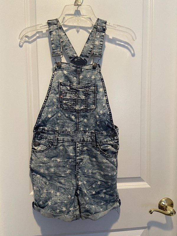 Vigoss Girls jean Short  Overalls Shortalls Size m Stars Romper