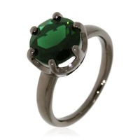 Xen Ring Mit 10 Mm Chromdiopsid-Ht Quarz Ca. 3,6 Ct. Black Rhodium 56 / 17,8 Mm