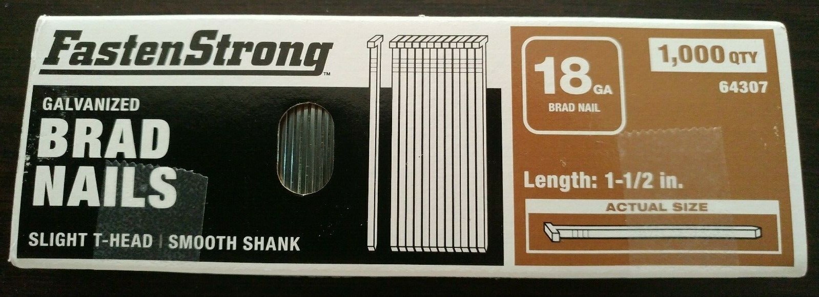 1000 COUNT 18 GAUGE 1 1/2" LONG FASTEN STRONG BRAD NAILS FOR AIR NAILER