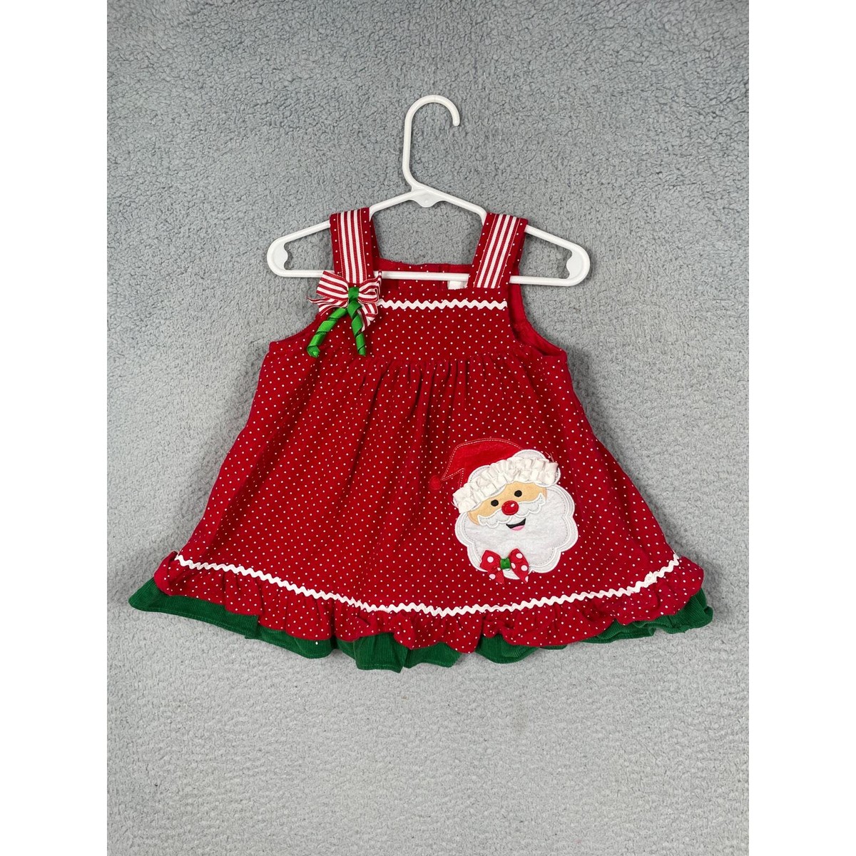 Rare Too! Christmas Santa Corduroy Jumper Dress Red Baby Girls
