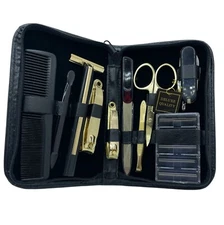 Nail Clipper Cuticle  Manicure Razor Gift Set 10 Piece Black Zipper Travel Case