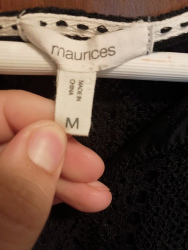 Maurices Black Ruffle Sleeve Tassel W Lace Top Size M - Picture 2 of 4