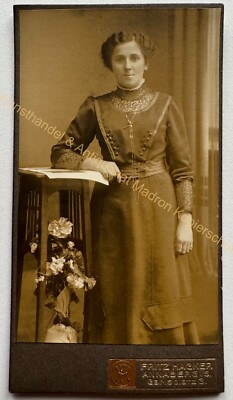 orig. CDV Foto Fotografie Frau Dame Mode um 1890 Annaberg Schlesien Hacker