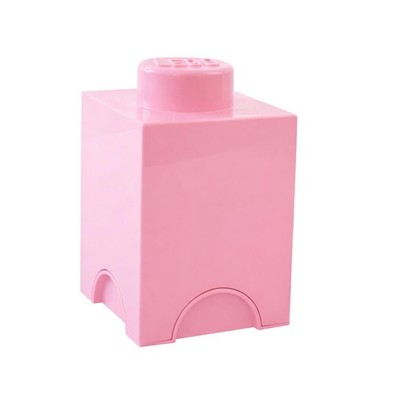 LEGO Quadratischer 1-Nieten 1,2 l stapelbarer Aufbewahrungsstein hellrosa