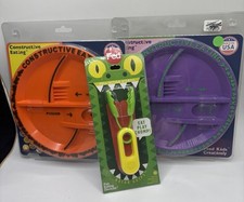 3 NEW Constructive Eating Construction Set Plate And tongs  Made in the USA