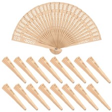 50 PCS Wooden Hand Fans, 8 Inch Foldable Wedding Hand Fans with Engraving, Pe...