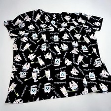Just Love Womens 2X Dental Scrub Top Brush Floss Tooth Print V Neck Pockets