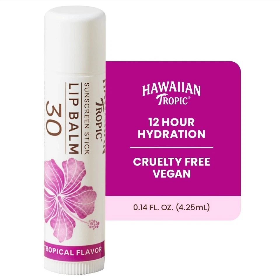 PACK DE 6 bálsamo labial hawaiano tropical 0,14 oz protector solar barra FPS 30 sabor tropical NUEVO Foto 2 de 4