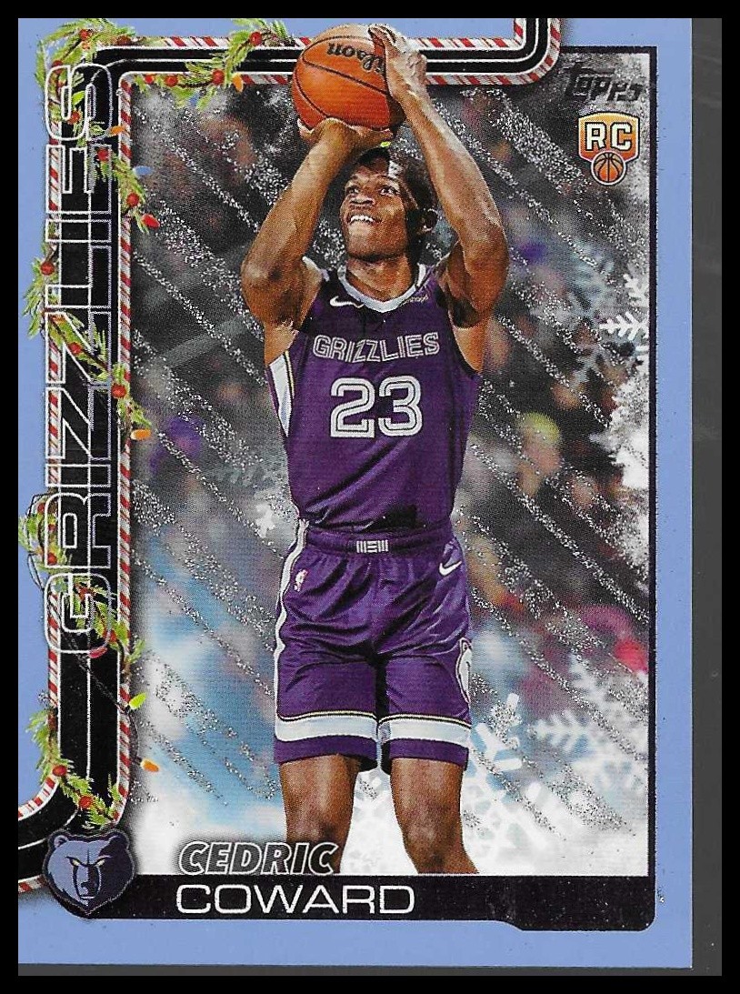 2025-26 Topps Holiday #H171 Cedric Coward Lt Blue Glitter RC Holiday Parallel