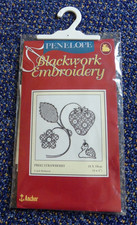 PENELOPE Blackwork Embroidery. STRAWBERRY.  10 x 10cms