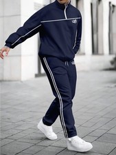 3D Print Men's Zip-Up Sweatshirt Long Sleeve Top and Pants Two-Piece Set, Letter